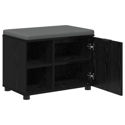 Hall Bench Black Oak 60 x 38 x 46 cm Engineered Wood and Fabric