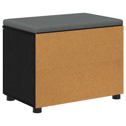 Hall Bench Black Oak 60 x 38 x 46 cm Engineered Wood and Fabric