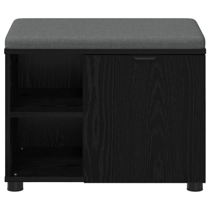 Hall Bench Black Oak 60 x 38 x 46 cm Engineered Wood and Fabric
