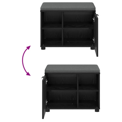 Hall Bench Black Oak 60 x 38 x 46 cm Engineered Wood and Fabric