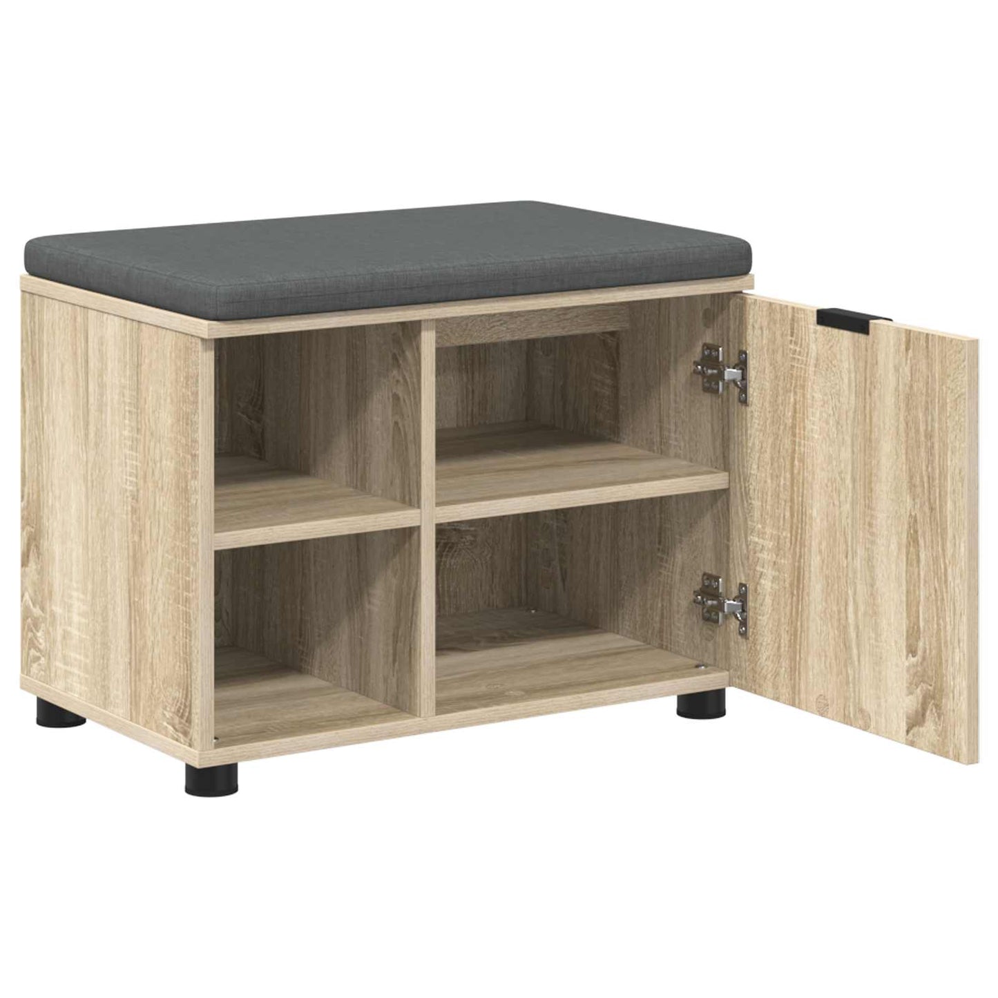 Hall Bench with Cushion with Shelf Sonoma Oak 60 x 38 x 46 cm