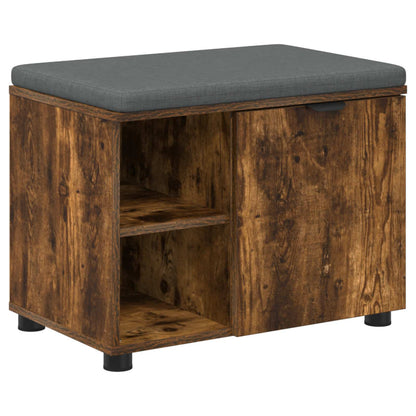 Hall Bench with Cushion with Shelf Smoked Oak 60 x 38 x 46 cm