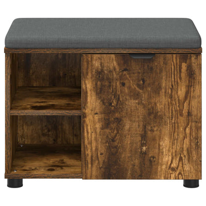 Hall Bench with Cushion with Shelf Smoked Oak 60 x 38 x 46 cm