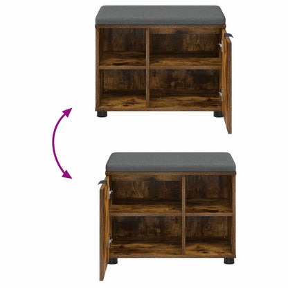Hall Bench with Cushion with Shelf Smoked Oak 60 x 38 x 46 cm