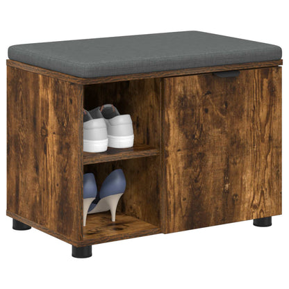 Hall Bench with Cushion with Shelf Smoked Oak 60 x 38 x 46 cm