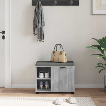 Hall Bench with Cushion with Shelf Grey Sonoma 60 x 38 x 46 cm
