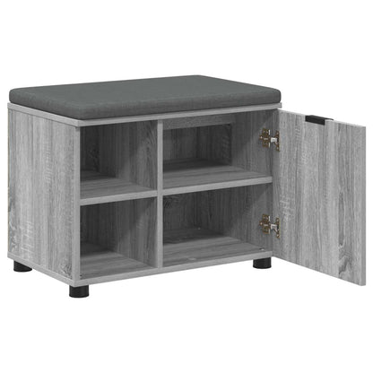 Hall Bench with Cushion with Shelf Grey Sonoma 60 x 38 x 46 cm