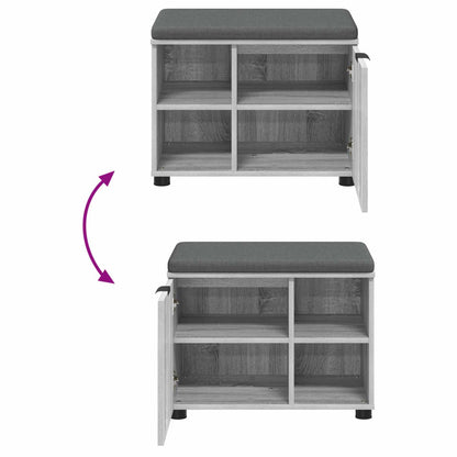 Hall Bench with Cushion with Shelf Grey Sonoma 60 x 38 x 46 cm