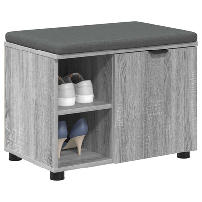 Hall Bench with Cushion with Shelf Grey Sonoma 60 x 38 x 46 cm