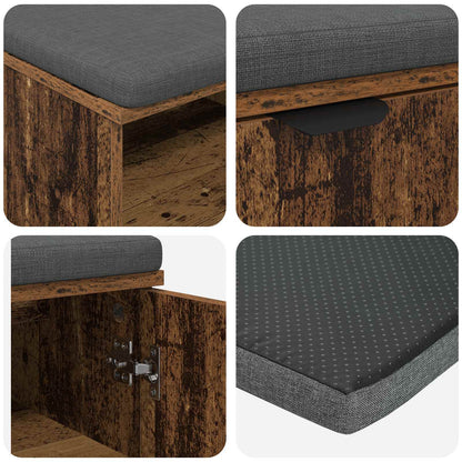Hall Bench Old Wood 60 x 38 x 46 cm Engineered Wood and Fabric