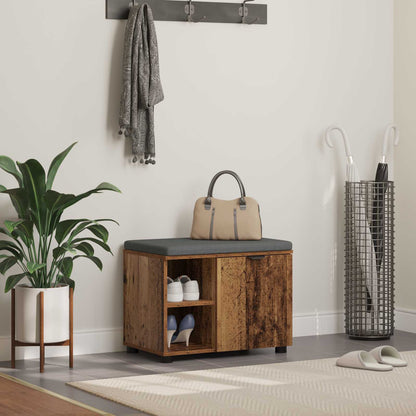 Hall Bench Old Wood 60 x 38 x 46 cm Engineered Wood and Fabric
