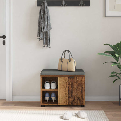 Hall Bench Old Wood 60 x 38 x 46 cm Engineered Wood and Fabric