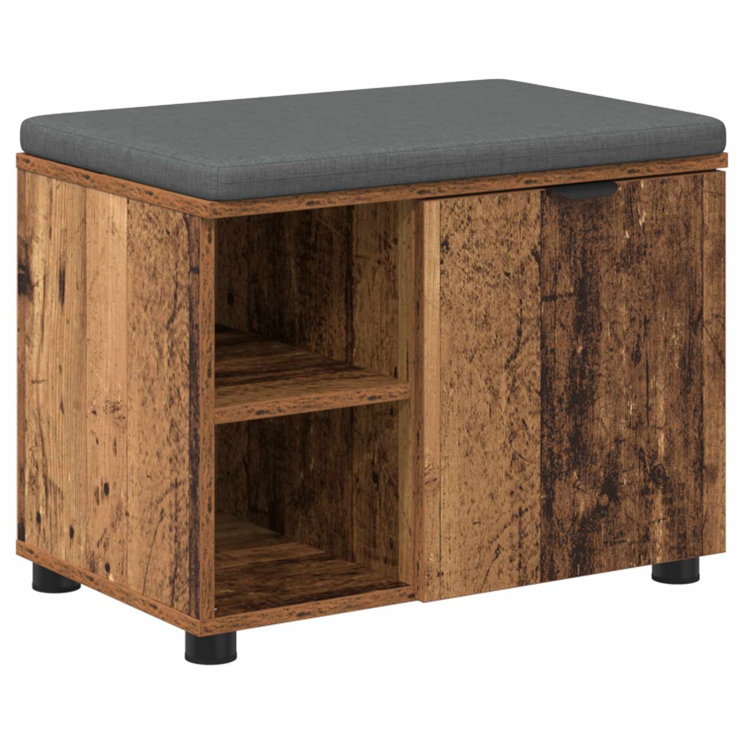 Hall Bench Old Wood 60 x 38 x 46 cm Engineered Wood and Fabric