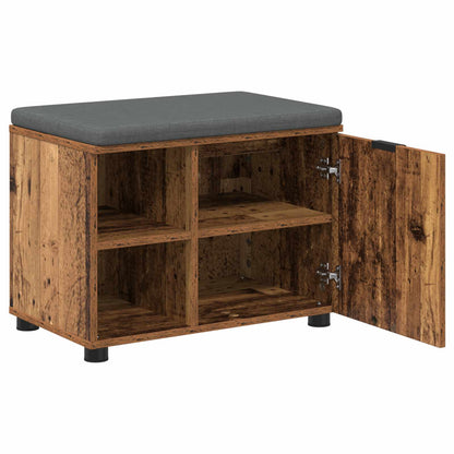 Hall Bench Old Wood 60 x 38 x 46 cm Engineered Wood and Fabric