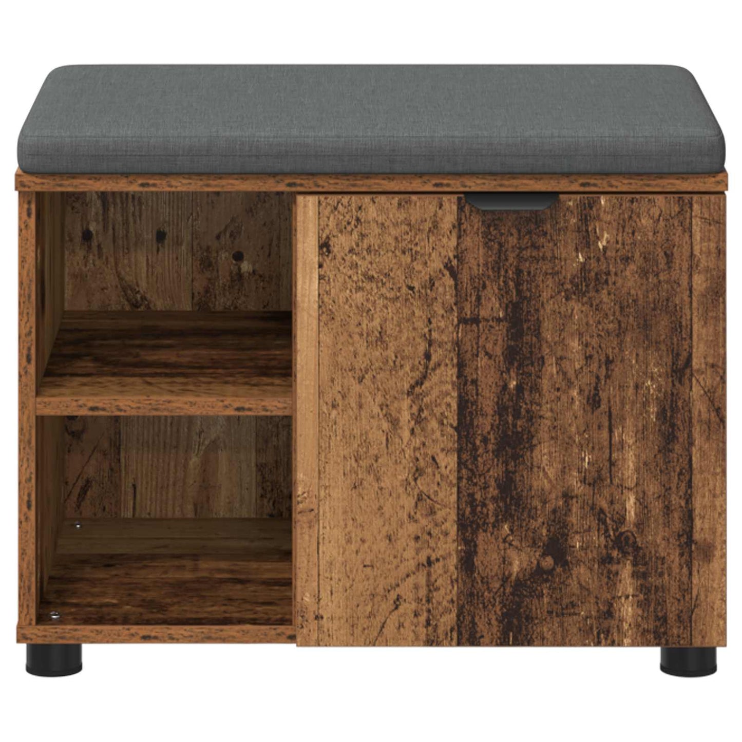 Hall Bench Old Wood 60 x 38 x 46 cm Engineered Wood and Fabric