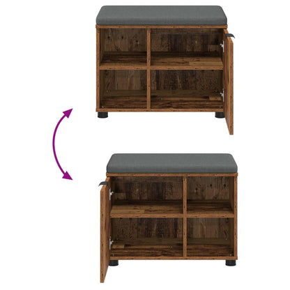 Hall Bench Old Wood 60 x 38 x 46 cm Engineered Wood and Fabric