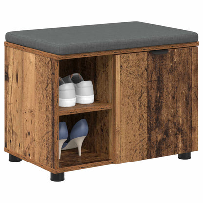 Hall Bench Old Wood 60 x 38 x 46 cm Engineered Wood and Fabric