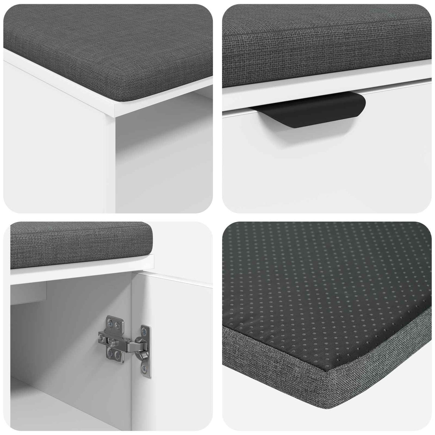 Hall Bench White 80 x 38 x 46 cm Engineered Wood and Fabric
