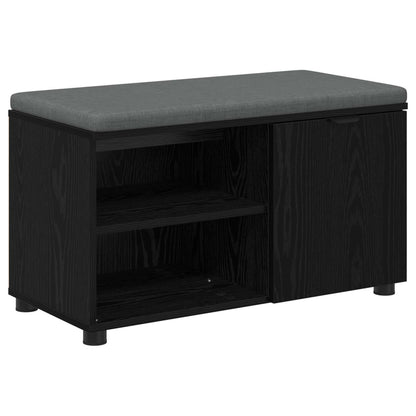Hall Bench Black Oak 80 x 38 x 46 cm Engineered Wood and Fabric