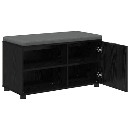 Hall Bench Black Oak 80 x 38 x 46 cm Engineered Wood and Fabric