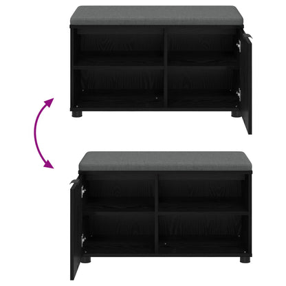 Hall Bench Black Oak 80 x 38 x 46 cm Engineered Wood and Fabric