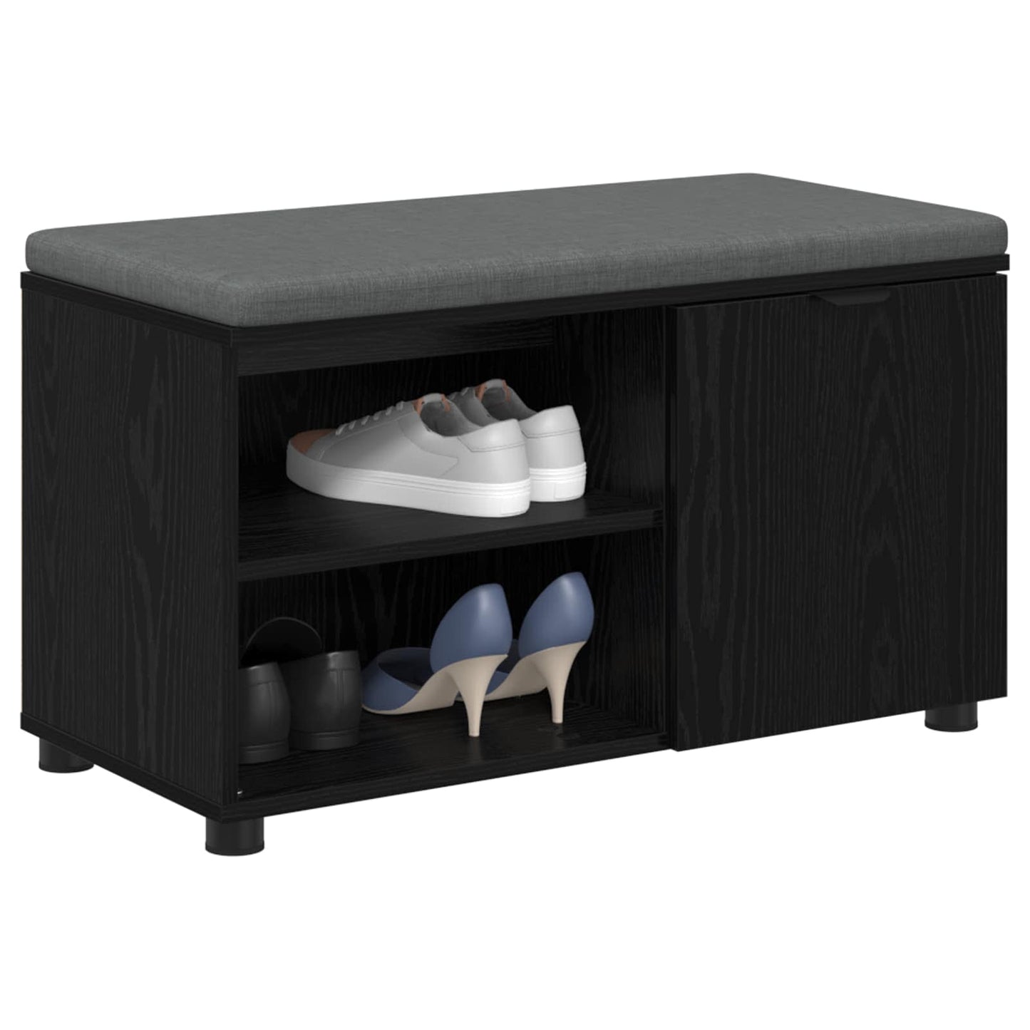 Hall Bench Black Oak 80 x 38 x 46 cm Engineered Wood and Fabric