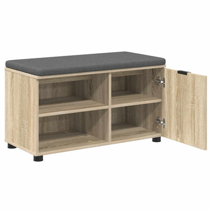 Hall Bench with Cushion with Shelf Sonoma Oak 80 x 38 x 46 cm