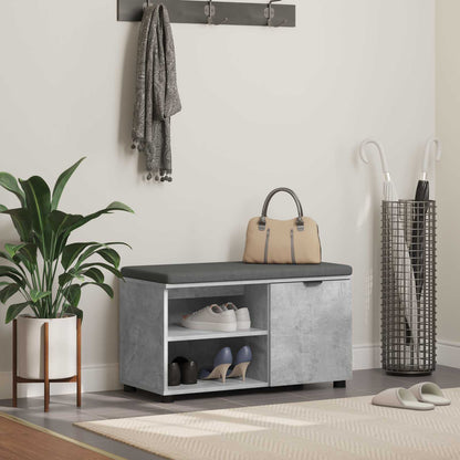 Hall Bench with Cushion with Door Concrete Grey 80 x 38 x 46 cm