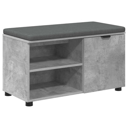 Hall Bench with Cushion with Door Concrete Grey 80 x 38 x 46 cm