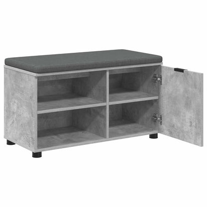 Hall Bench with Cushion with Door Concrete Grey 80 x 38 x 46 cm