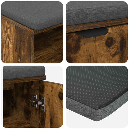 Hall Bench with Cushion with Shelf Smoked Oak 80 x 38 x 46 cm