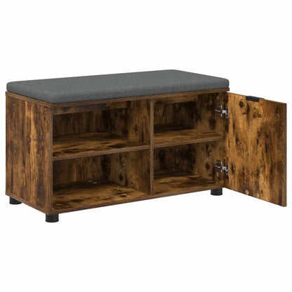 Hall Bench with Cushion with Shelf Smoked Oak 80 x 38 x 46 cm