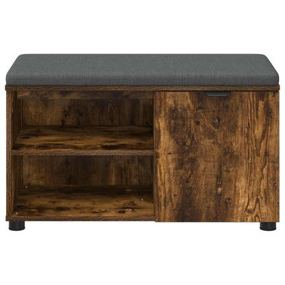 Hall Bench with Cushion with Shelf Smoked Oak 80 x 38 x 46 cm