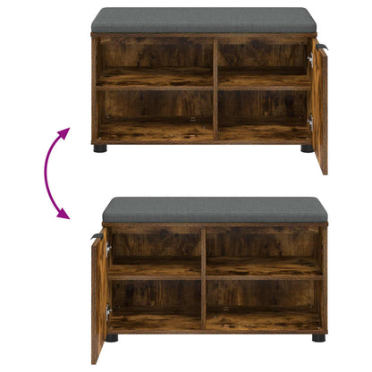 Hall Bench with Cushion with Shelf Smoked Oak 80 x 38 x 46 cm