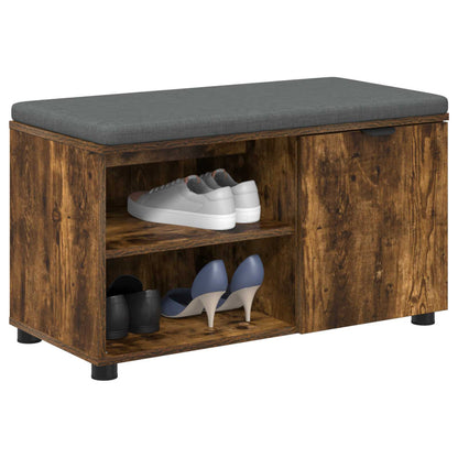 Hall Bench with Cushion with Shelf Smoked Oak 80 x 38 x 46 cm