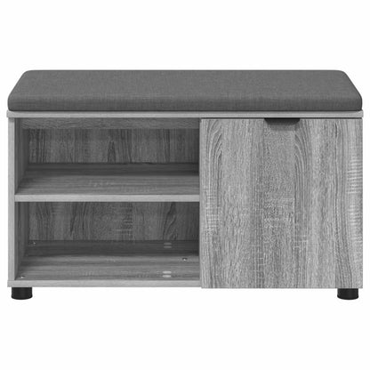 Hall Bench with Cushion with Shelf Grey Sonoma 80 x 38 x 46 cm