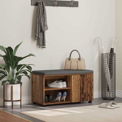 Hall Bench Old Wood 80 x 38 x 46 cm Engineered Wood and Fabric