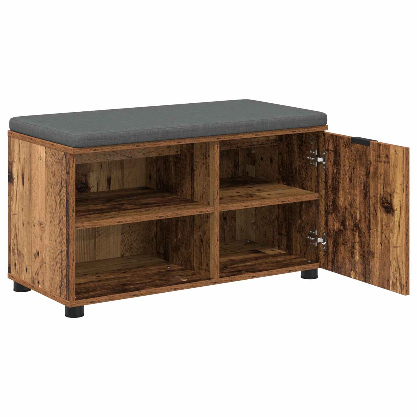 Hall Bench Old Wood 80 x 38 x 46 cm Engineered Wood and Fabric
