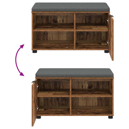 Hall Bench Old Wood 80 x 38 x 46 cm Engineered Wood and Fabric