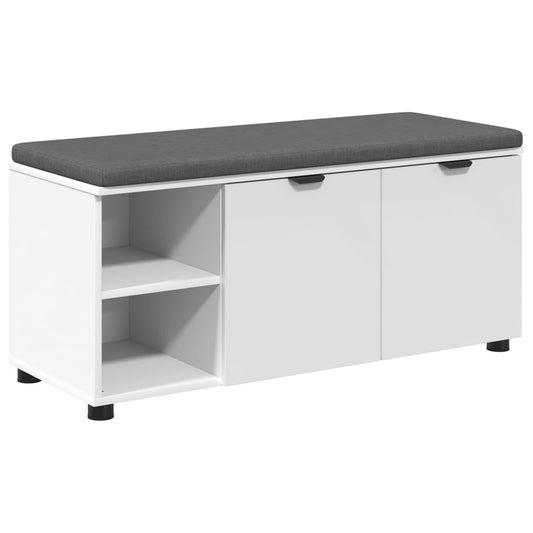 Hall Bench White 100 x 38 x 46 cm Engineered Wood and Fabric
