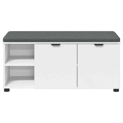 Hall Bench White 100 x 38 x 46 cm Engineered Wood and Fabric