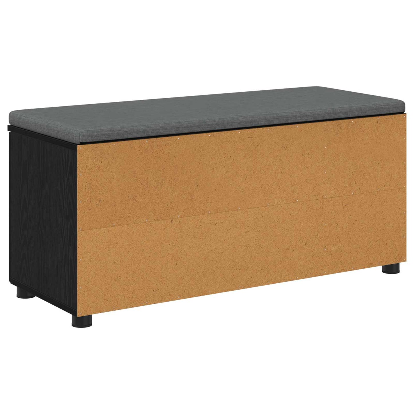 Hall Bench with Cushion with Shelf Black Oak 100 x 38 x 46 cm