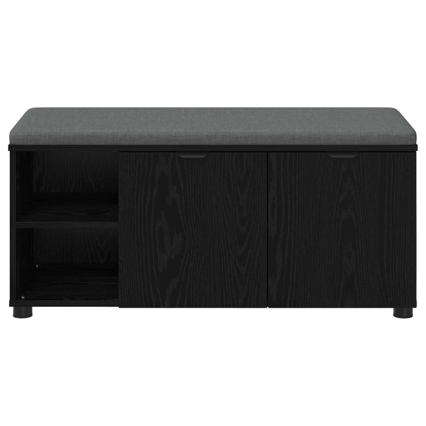 Hall Bench with Cushion with Shelf Black Oak 100 x 38 x 46 cm