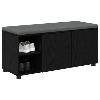 Hall Bench with Cushion with Shelf Black Oak 100 x 38 x 46 cm