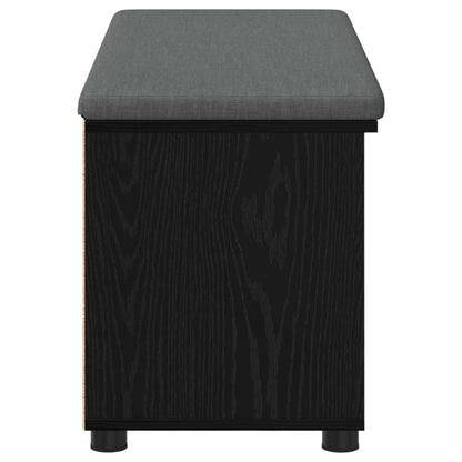 Hall Bench with Cushion with Shelf Black Oak 100 x 38 x 46 cm