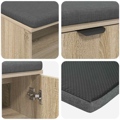 Hall Bench with Cushion with Shelf Sonoma Oak 100 x 38 x 46 cm