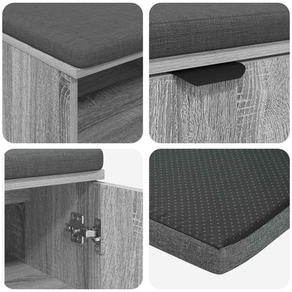 Hall Bench with Cushion with Shelf Grey Sonoma 100 x 38 x 46 cm