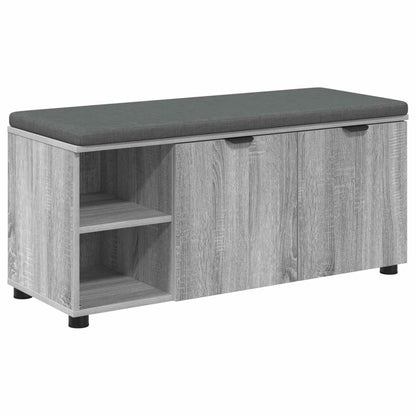 Hall Bench with Cushion with Shelf Grey Sonoma 100 x 38 x 46 cm
