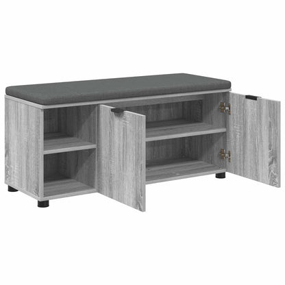 Hall Bench with Cushion with Shelf Grey Sonoma 100 x 38 x 46 cm