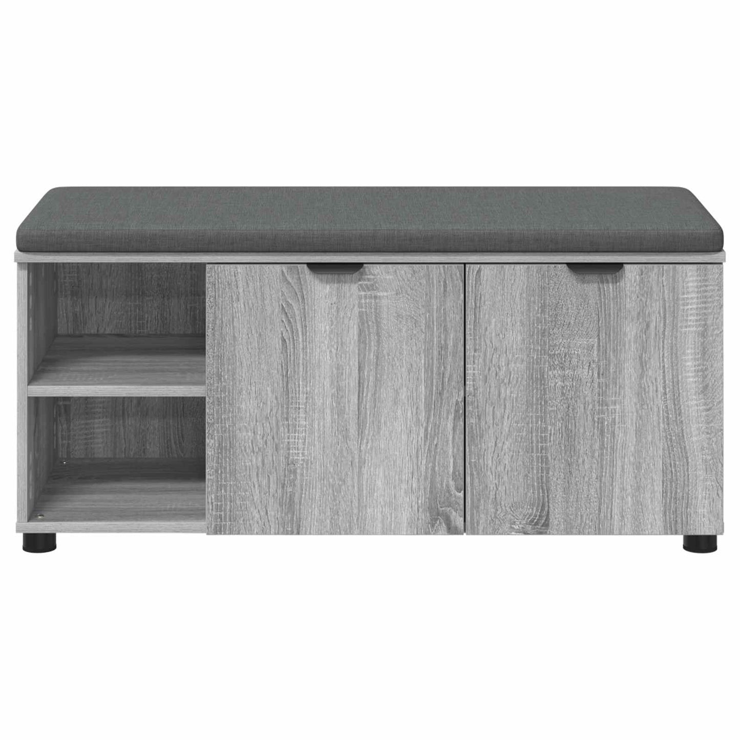 Hall Bench with Cushion with Shelf Grey Sonoma 100 x 38 x 46 cm
